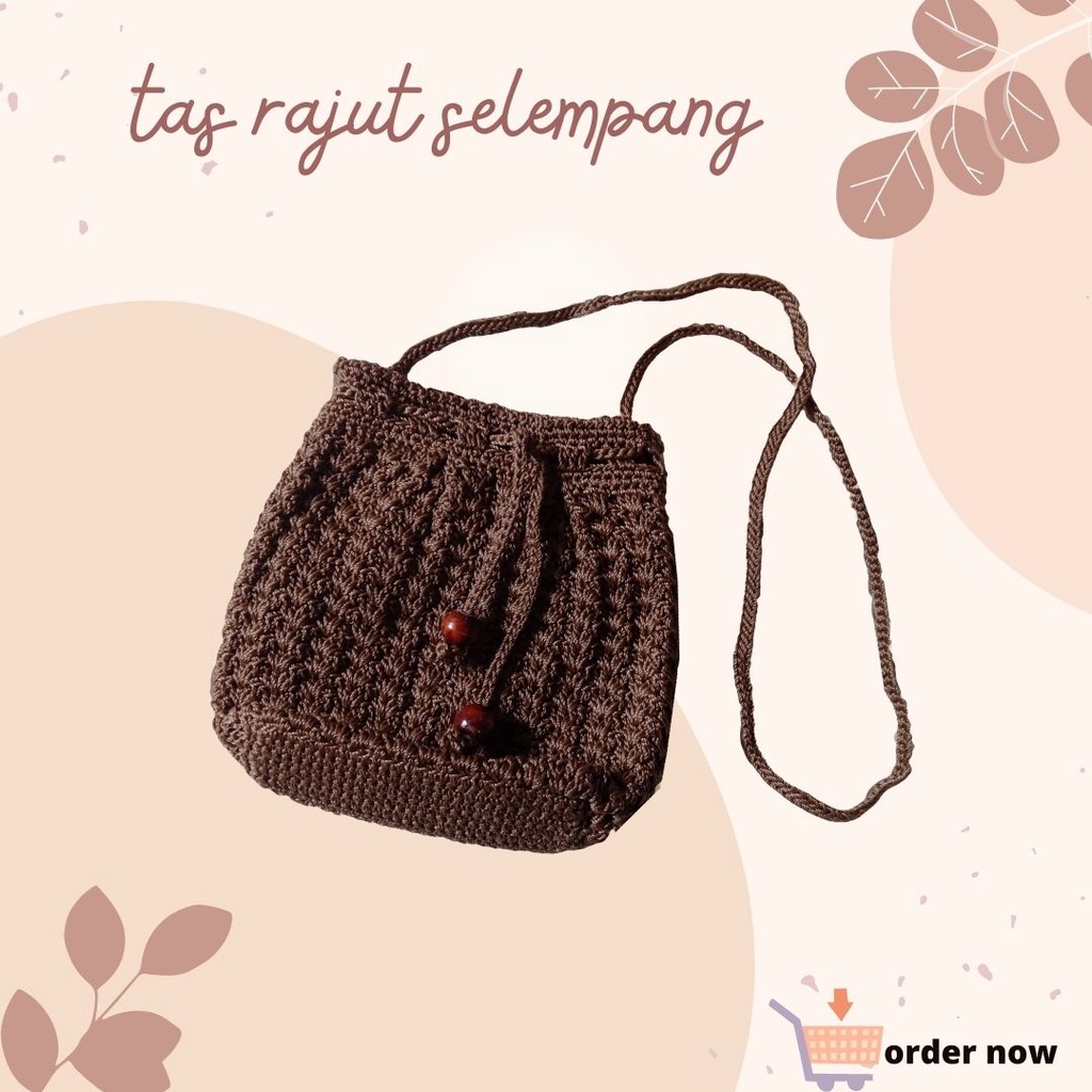 Tas Rajut Selempang Serut | Tas Rajut Wanita | Tas Serut Selempang | Sling Bag Rajut | Tas Rajut Hp 