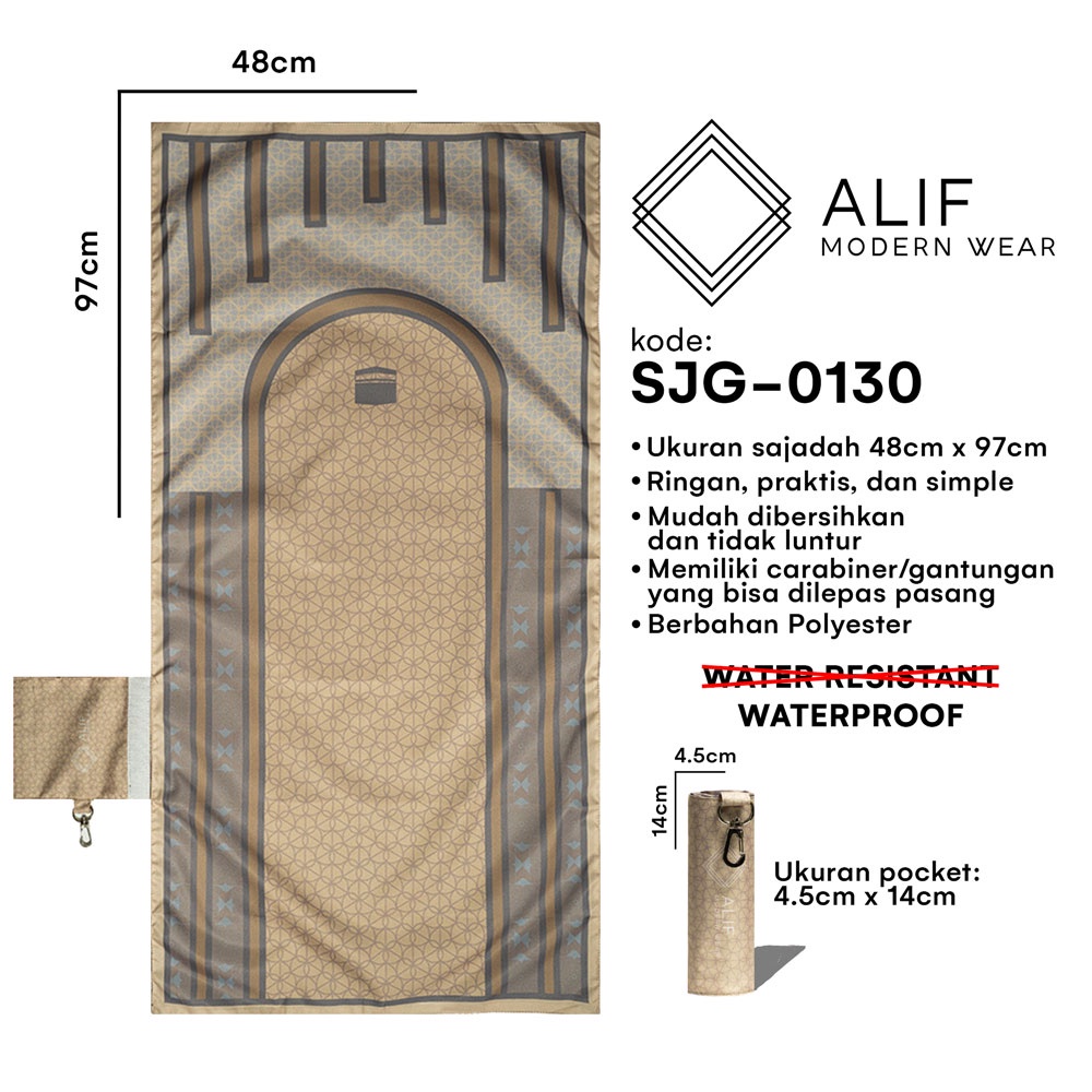 ALIF SAJADAH GENGGAM TRAVEL / SAKU / PORTABLE / WATERPROOF ( ALIF MODERN WEAR SJG-0130 )