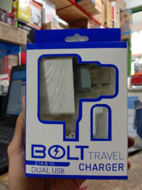 (BOLT) CHARGER MICRO USB 2.1A DUAL USB POWER ADAPTER FAST CHARGER BOLT