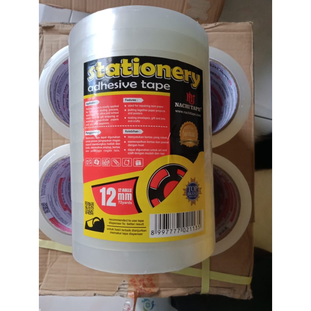 

ISOLASI 12 MM X 72Y NACHI TAPE / SOLATIP /LAKBAN BENING / CLEAR
