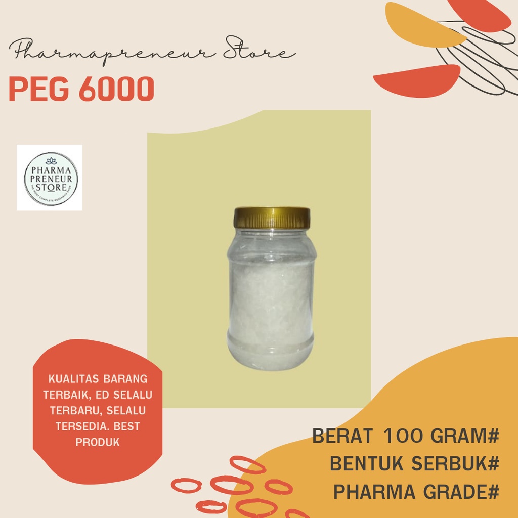 PEG 6000 Polyethylene Glycol 6000 Best Quality 50 Gram