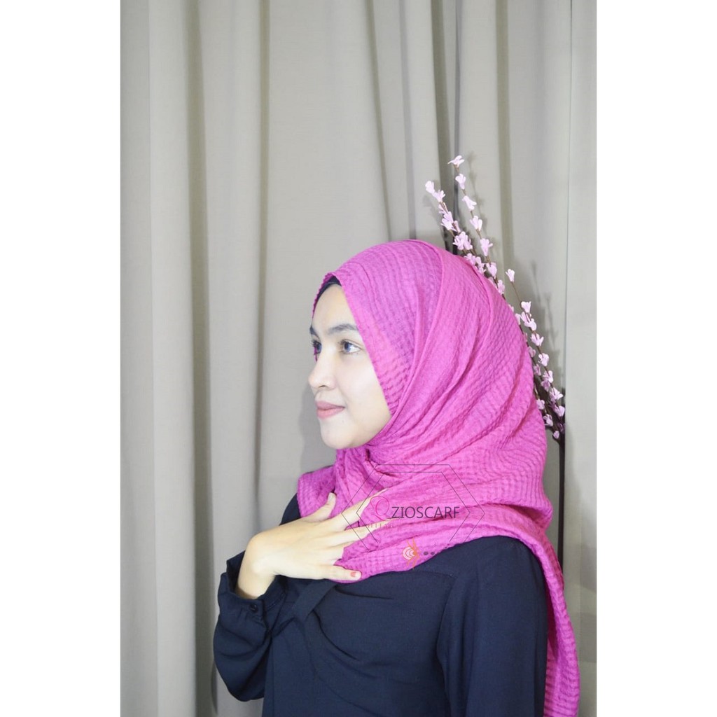 A36 PASHMINA PLISKET KOTAK Pashmina Crinkle ZIOSCARF kerudung bawal malaysia waffle shawl