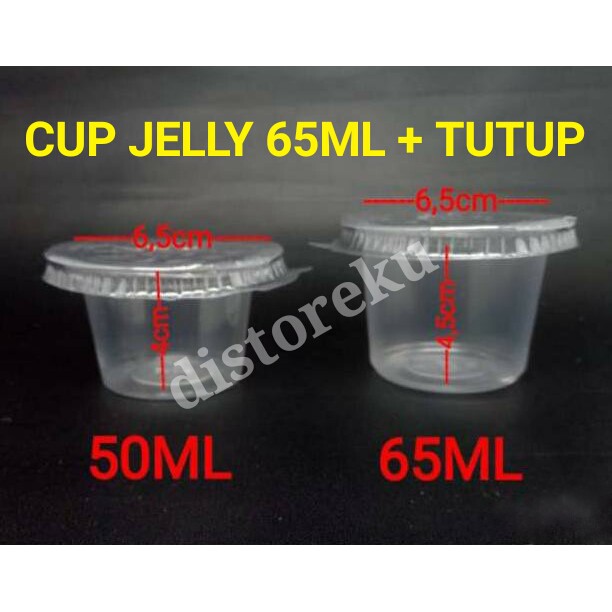 50Pcs CUP JELLY AGAR PUDING 65ml gelas plastik es krim pudding BENING +TUTUP