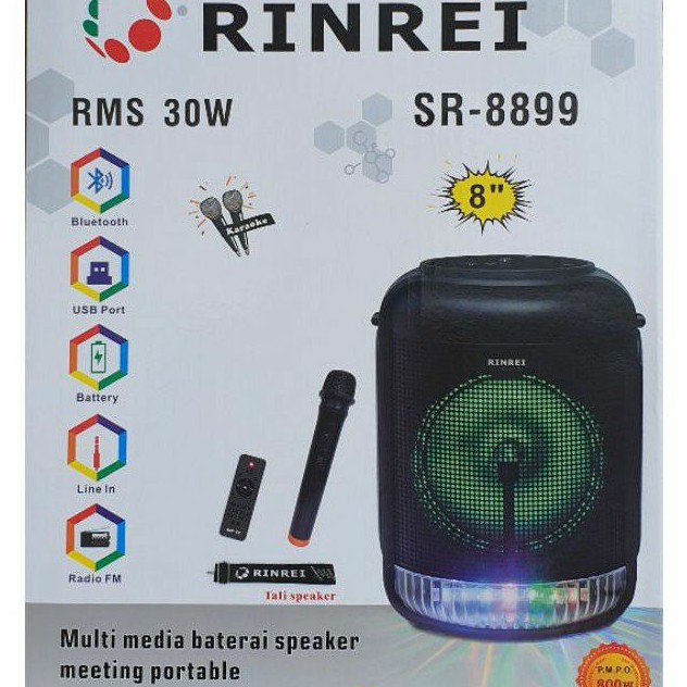 Speaker Portable 8 inch Bonus Mic, Speaker Karaoke Rinrei SR8899R