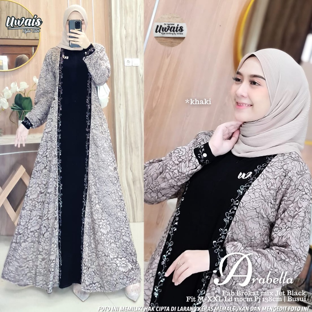 ARABELLA MAXI BY UWAIS / ABAYA MEWAH / DRESS BRUKAT KOMBINASI (READY SIAP KIRIM)