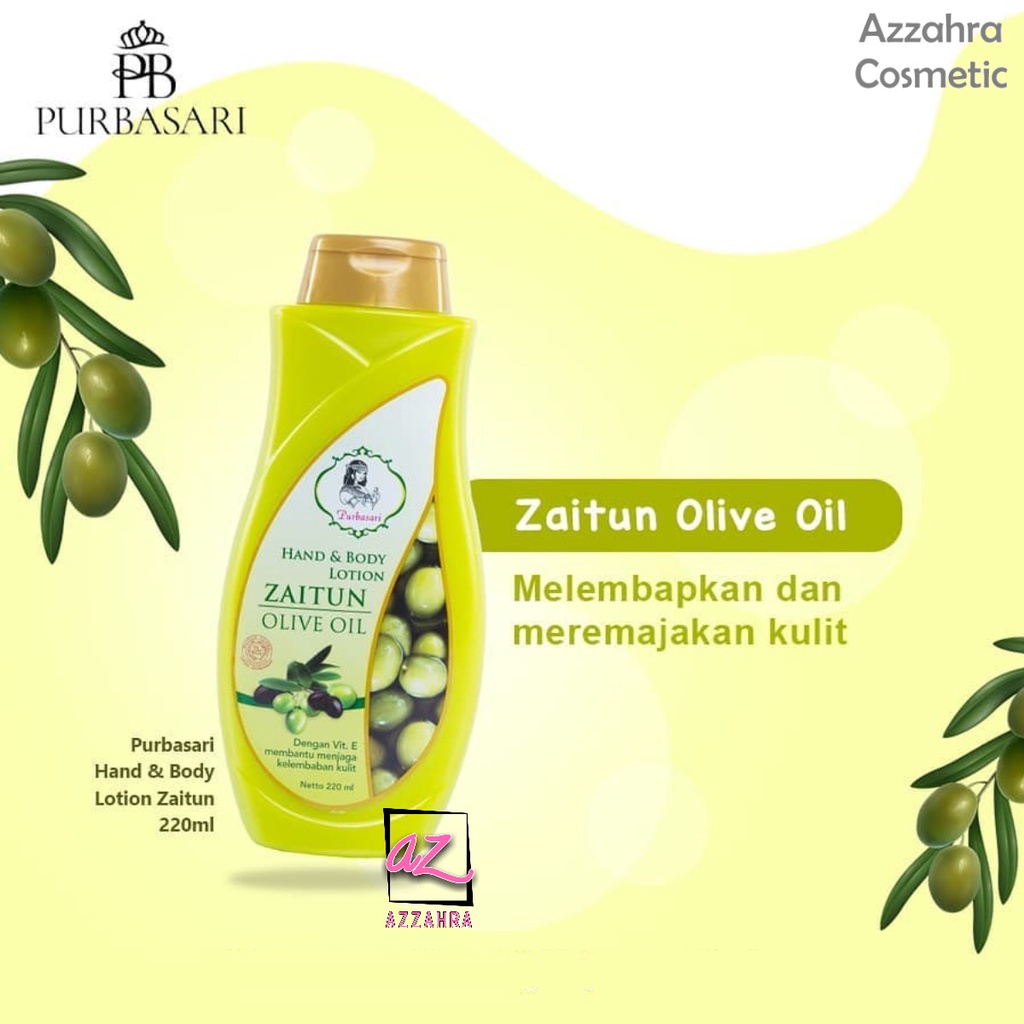 PURBASARI Hand &amp; Body Lotion Zaitun - 220ml | Body Lotion | Hand Body | Perawatan Kulit Kering