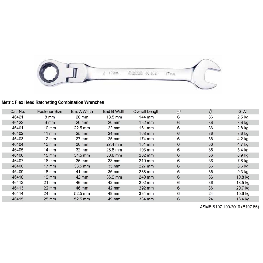 Flex Head Ratcheting Ring Pas 16 mm - Flex Head Ratchet Combination Wrenches 46407 SATA TOOLS