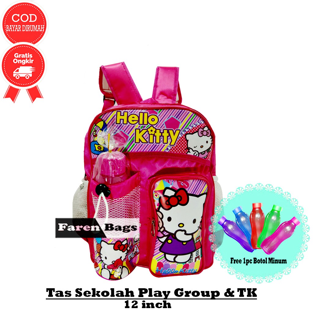 [paket] Tas Sekolah Anak TK (Tas Botol Minum Set Alat tulis ) Tas Sekolah anak TK Perempuan