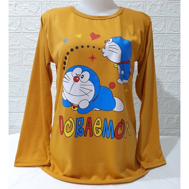 Kaos lengan panjang motif doraemon love/atasan ABG imut dan harga murah