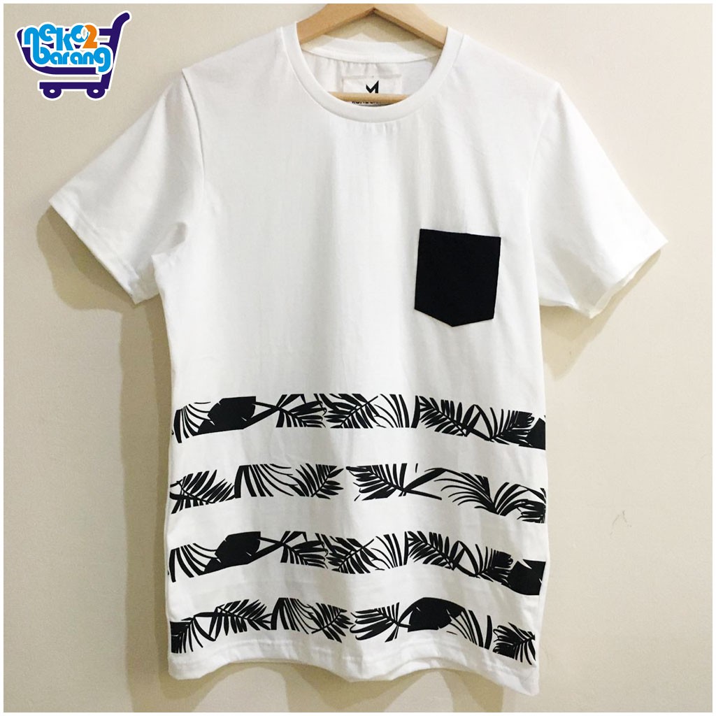  Kaos  Monochrome Putih  Motif Daun Shopee  Indonesia