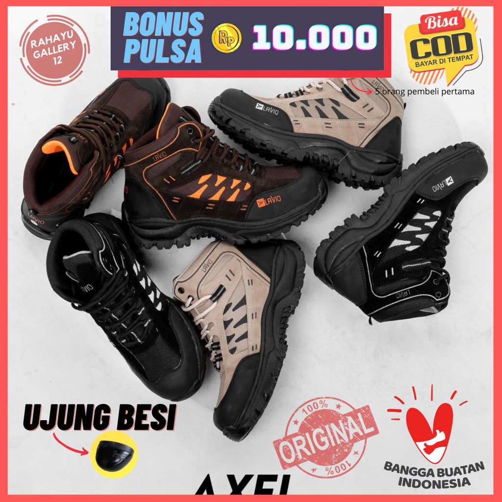 Sepatu Safety Pria Ujung Besi Original Lavio Axel Septi Cowok Kerja Sefty Proyek