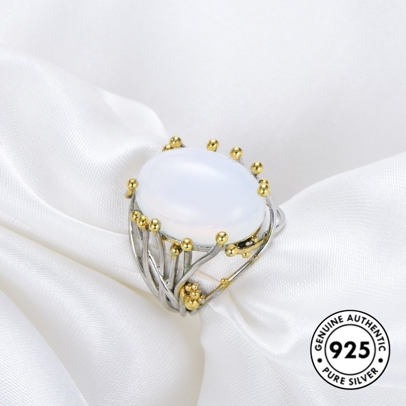 Cincin Lapis Sterling Silver 925 Model Ranting Pohon Dengan Moonstone Untuk Wanita