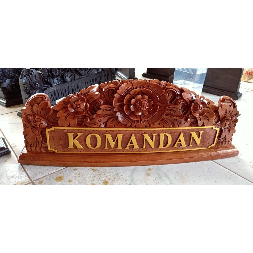 Papan nama Kayu ukiran bunga Matahari bali name plate handmade isi tatakan hiasan dekorasi