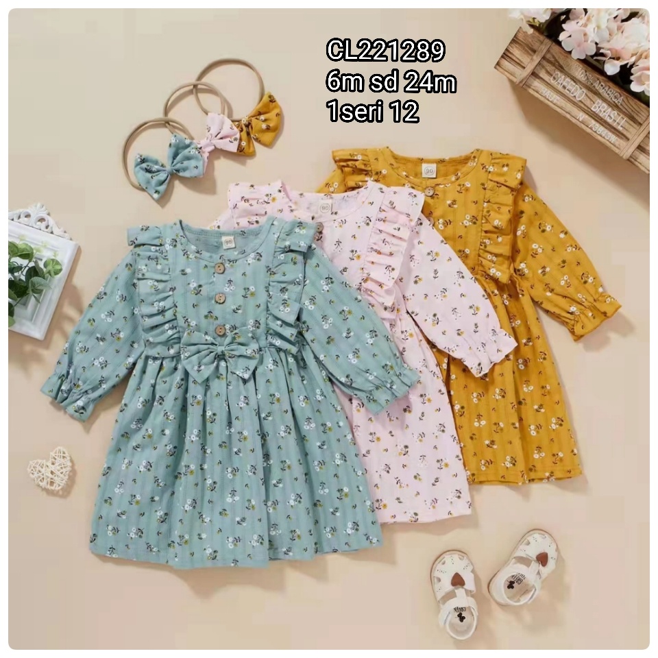 Catell Love Baby Dress Flower + Bandana / Dress Bayi