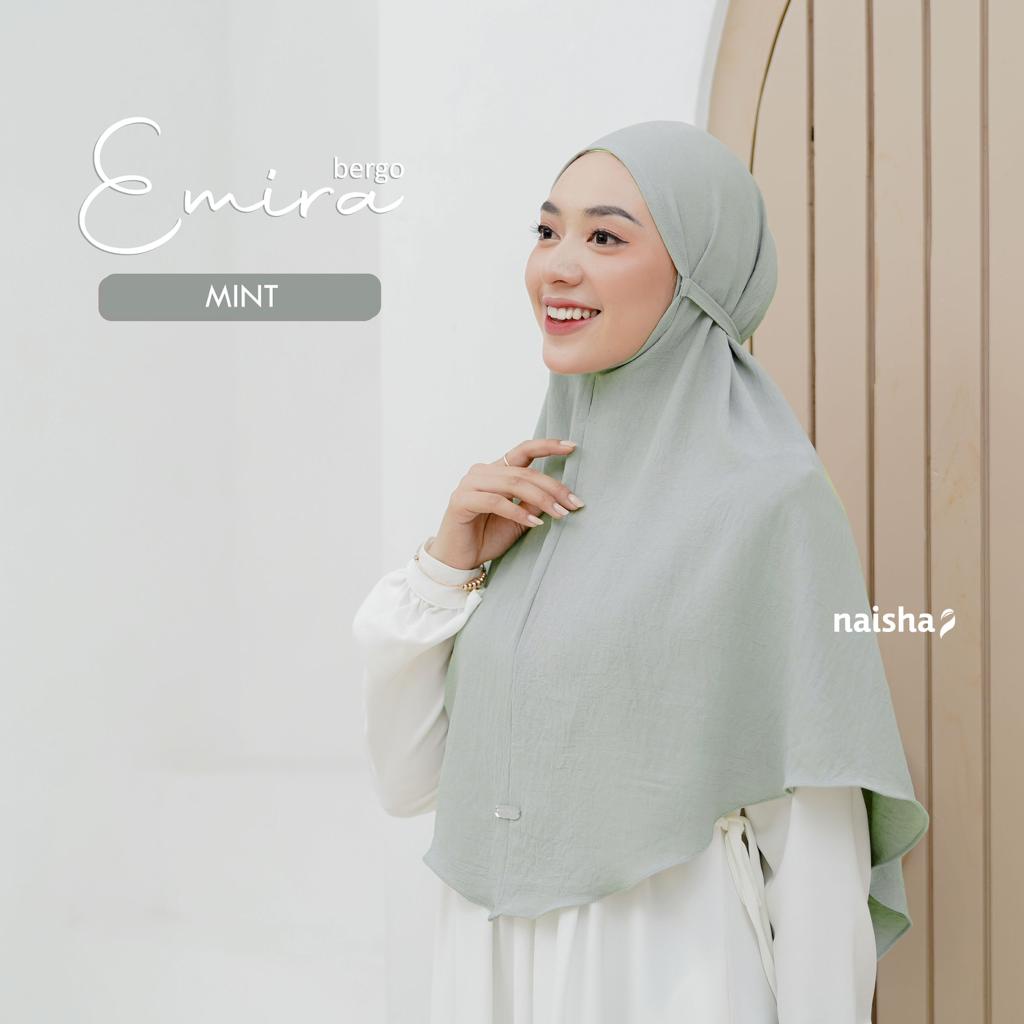 Naisha Official Emira Bergo Crinkle Airflow Jilbab Daily Kasual Muslimah Syari-Mint