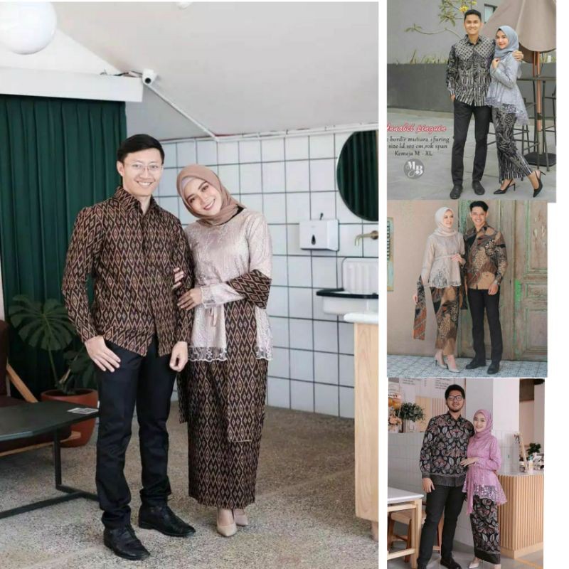 GOUN GAMIS COUPLE  MOTIF TERLARIS atasan BROKAT