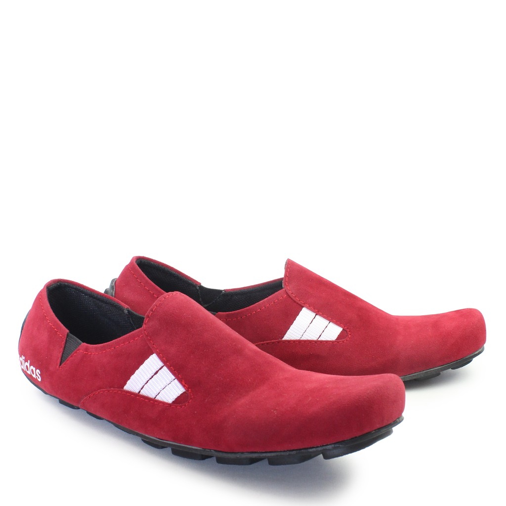 BIG PROMO!! Sepatu Selop Pria Adidas Suarez Merah Slip On Suede Formal Casual Santai Kerja Laki