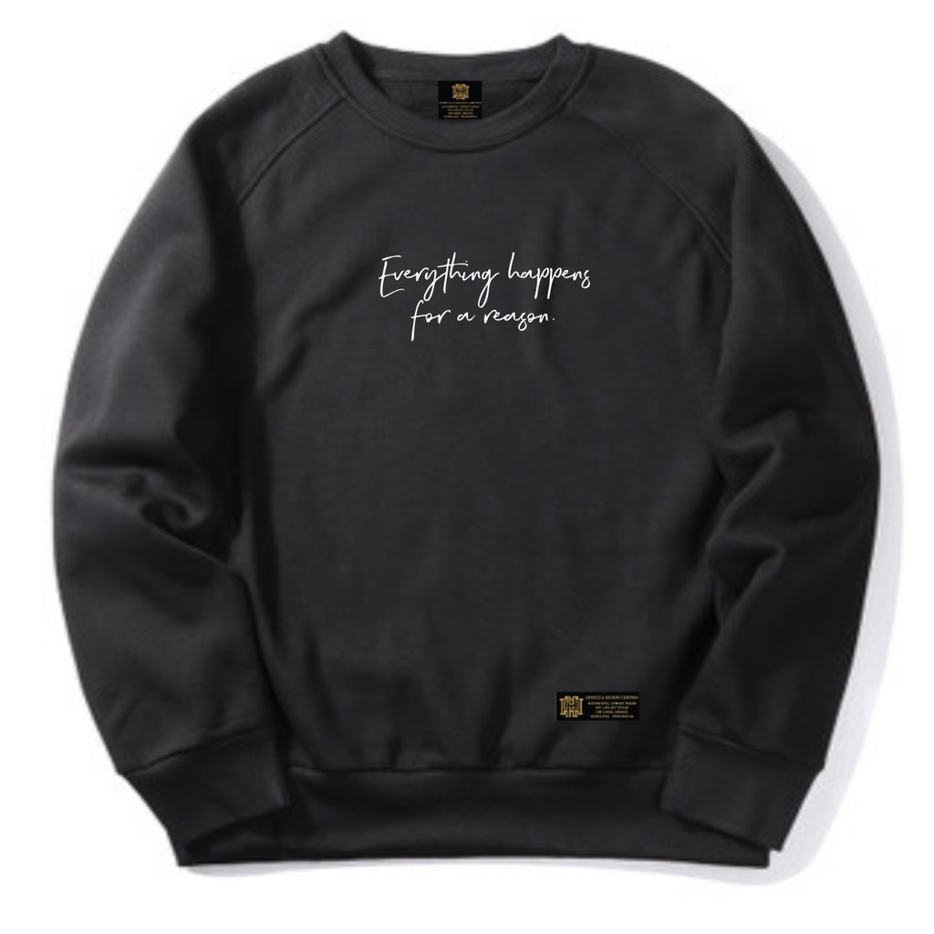 Crewneck Physically and Mentally Oblong Black Sweatshirt By HANACO.INC