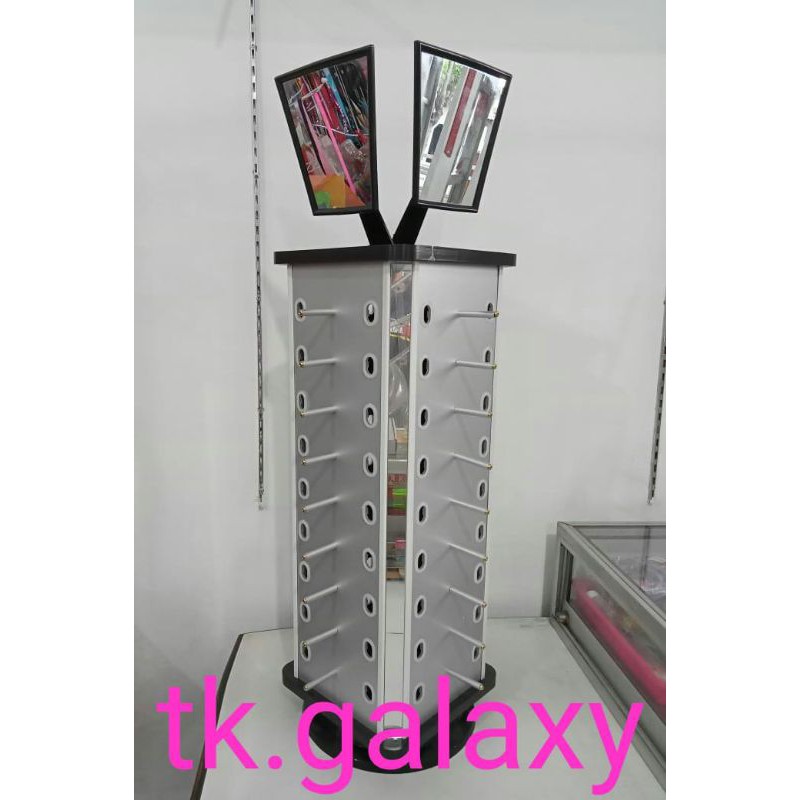 Display kacamata meja, rak kacamata putar, bulat & kotak, isi 36 pcs.