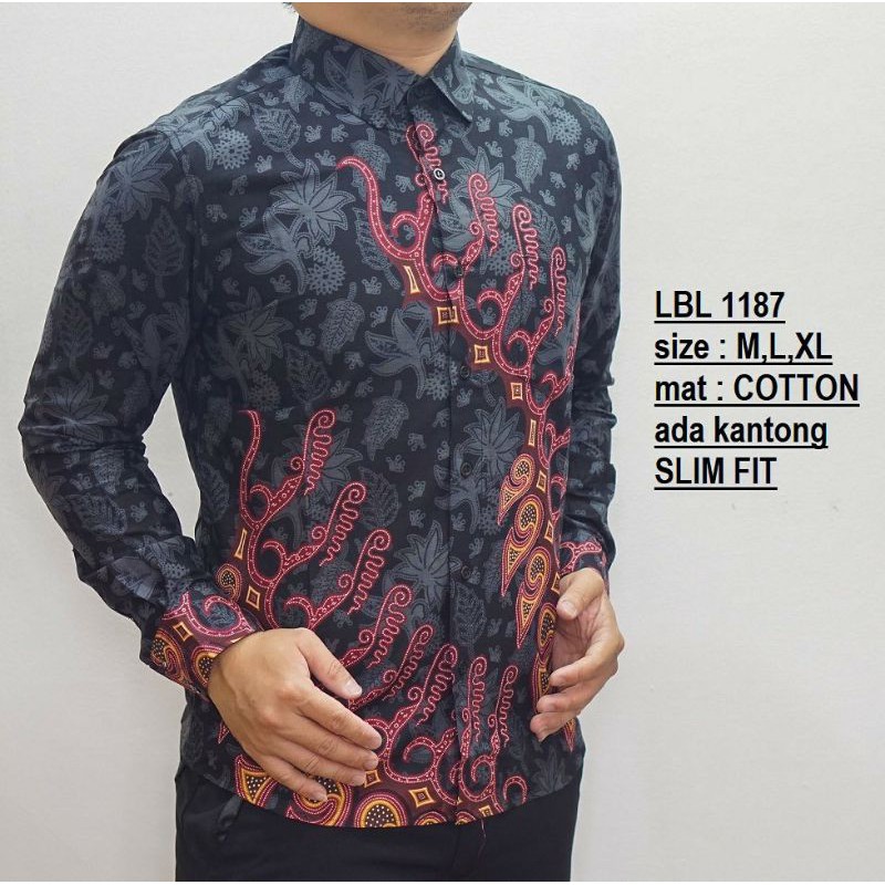 BAJU BATIK PRIA SLIM FIT HEM BATIK PRIA SLIM FIT LENGAN PANJANG LBL238