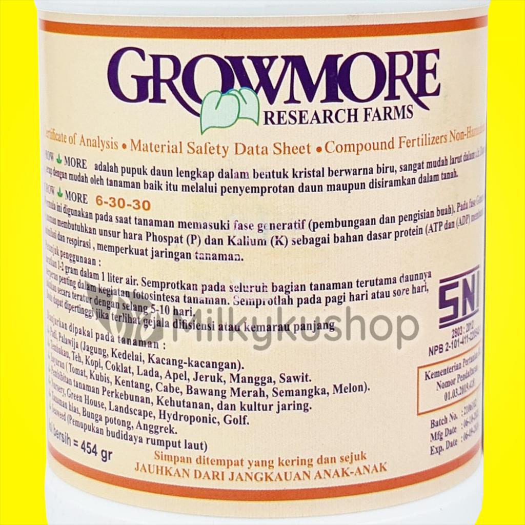 PUPUK GROWMORE 6 30 30 454 GRAM NPK BUAH KEMASAN PABRIK