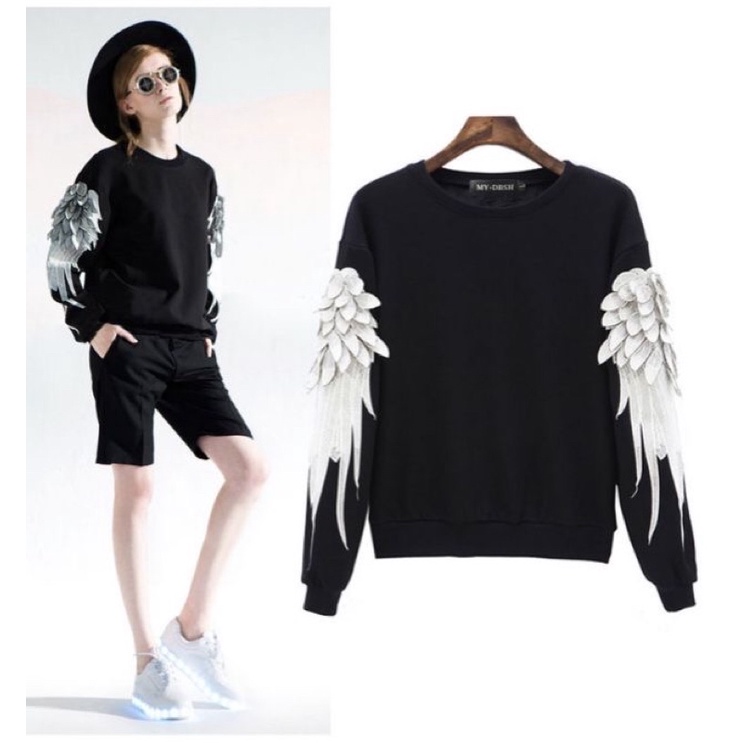 SWEATER IMPORT PRIA WANITA ASIA EROPA KOREA AMERIKA ORIGINAL WINGS BORDIR TIMBUL S-3XL JY3
