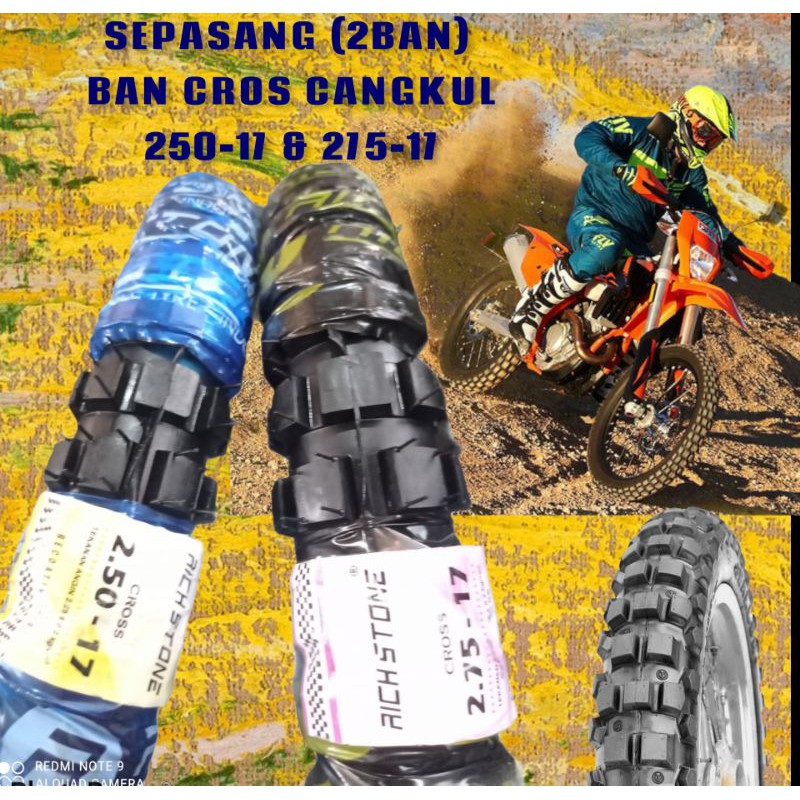 promo sepasang (2) ban cros cangkul 250-17 & 275-17 ban cangkul ban cros ban ring 17 ban bebek trail