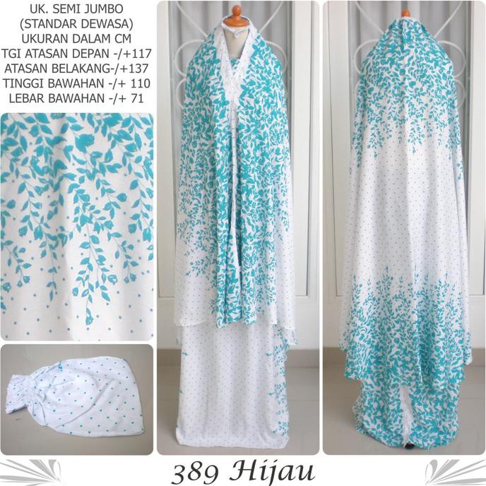 Diskon Mukena Bali Dewasa Katun Rayon Motif Daun Hijau 389 Dasar Putih Murah