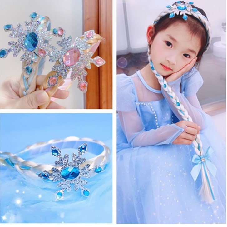 Frozen Elsa Crown Headband Wig  Anna  Princess hairpin headband girls headdress Accessories