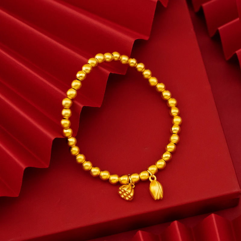 Gelang Lapis Emas Asli Kadar 375 Desain Lotus Gaya Kuno Untuk Wanita