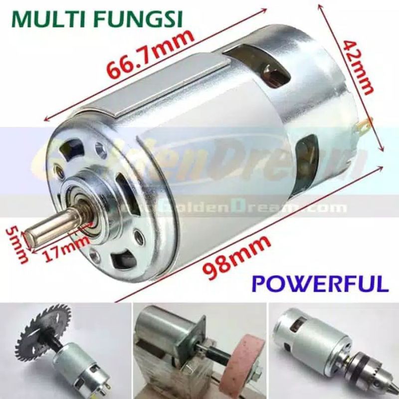 Motor DC 775 12V-24V High Torsi Speed Dinamo Mesin Power Tools DIY