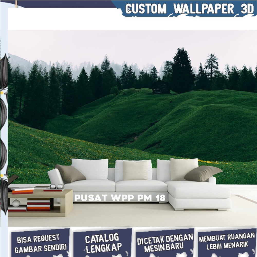 BEST SELLER,  Wallpaper Dinding, Stiker Dinding Wallpaper, Wallpaper 3d Pemandangan Rumput Gunung