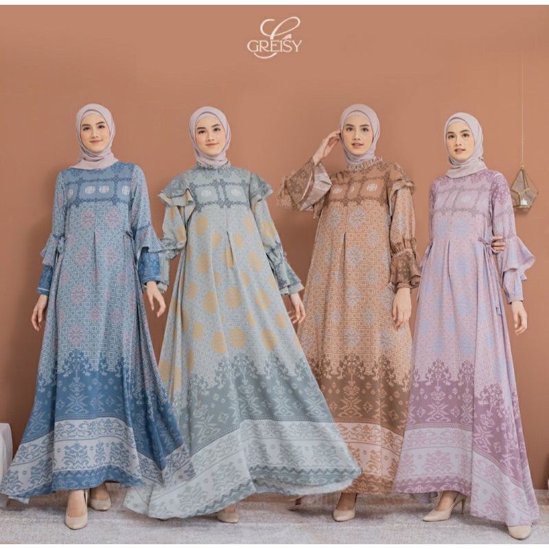 Tenun Dress Greisy, warna moss grey size S