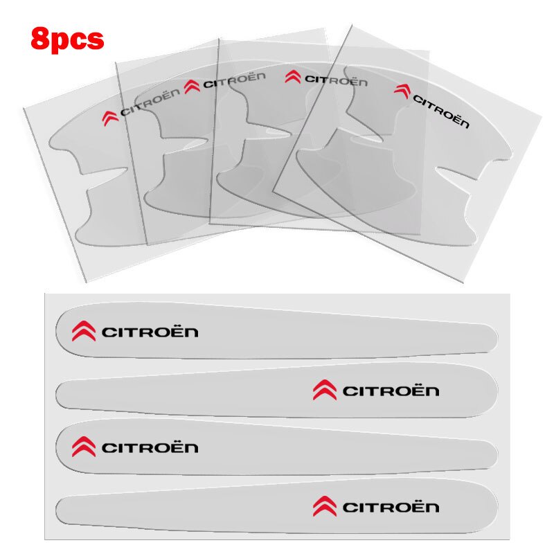 8pcs Stiker Film Transparan Gagang Pintu Mobil Untuk Citroen C1 C2 C3 C4 C5 C6 C8 C4L DS3 DS4 DS5 Picasso