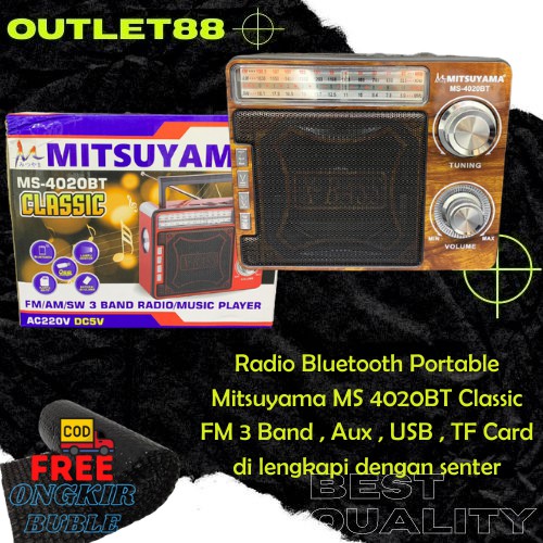 Radio Bluetooth Portable Mitsuyama X Bass MS 4020 BT Classic Radio Jadul Bluetooth Aux TF Card