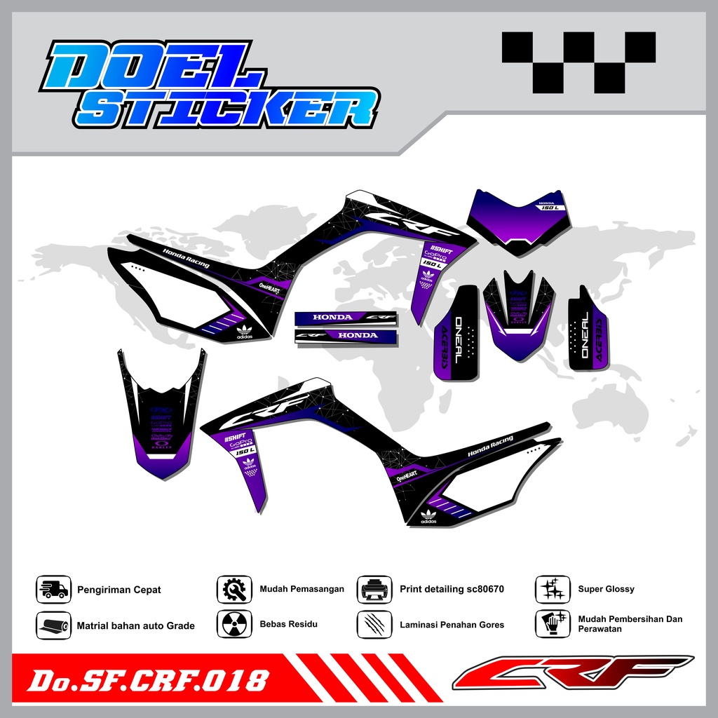 Sticker Striping Semifull CRF 150L List Variasi Hologram Pelangi,Crome Doel  018