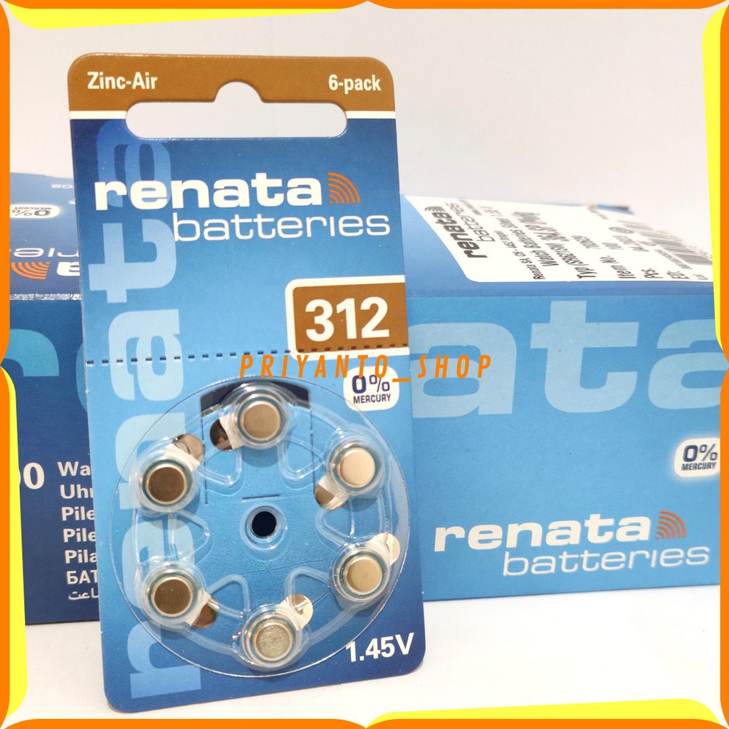 BATERAI RENATA 312 PR41 AG3 LR41 BATTERY ALAT BANTU DENGAR ORIGINAL 1PCS