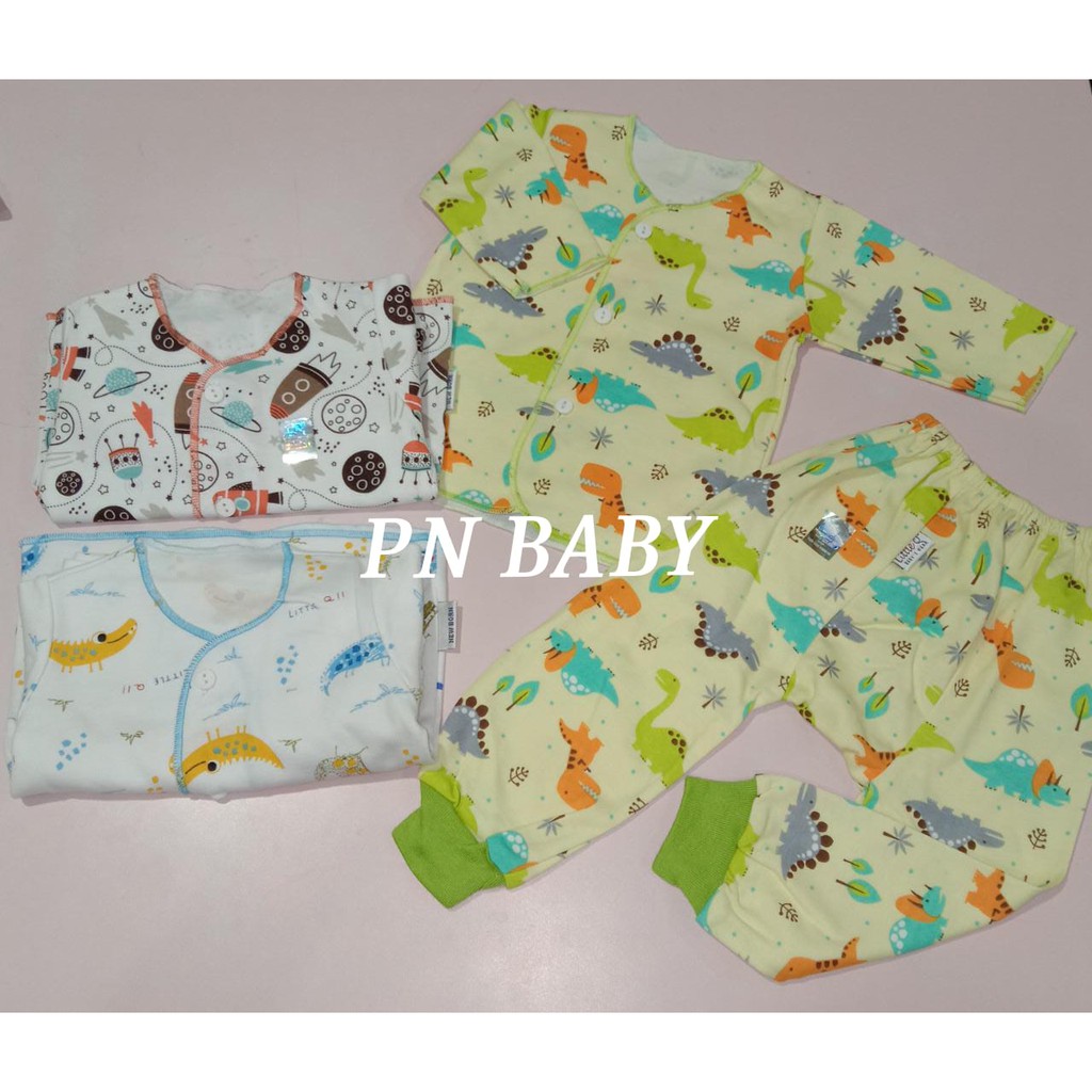 Setelan Piyama Bayi NEWBORN Katun Lembut Lengan Panjang Baju Tidur Bayi Little Q