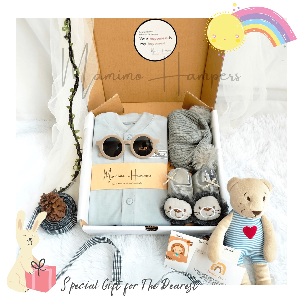 Hampers Baby Premium Series Sleepsuit Fluffy &amp; Gorillux| Newborn Gift Set | Kado bayi - By Mamimohampers