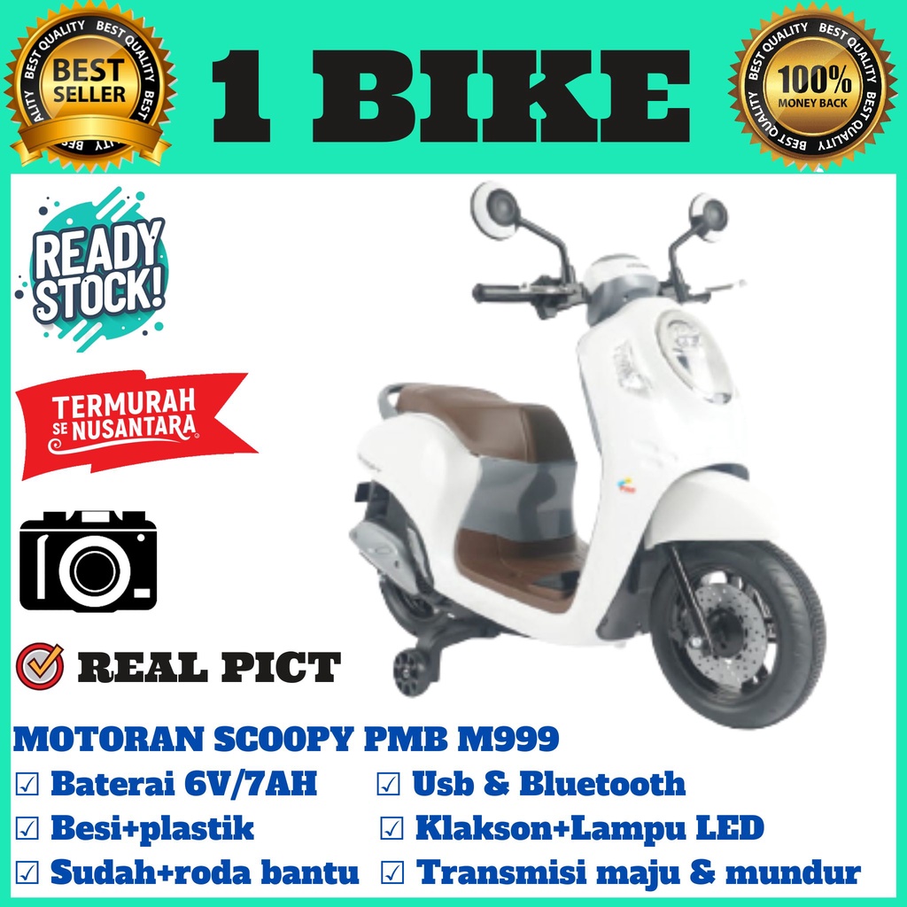 Motor Aki M999 Honda Scoopy - Official Licensed by Honda, mainan anak, motor anak, motoran anak murah