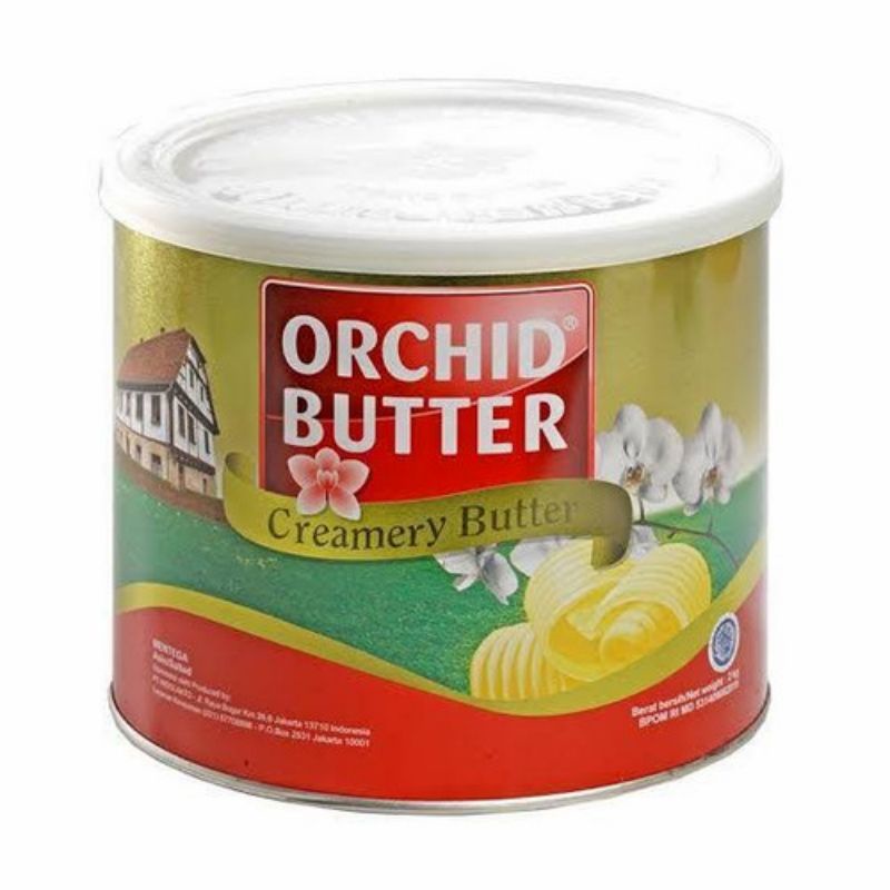 

ORCHID BUTTER KEMASAN ALENG 2KG, BUTTER CAMPURAN ADONAN MAKANAN, CAKE, COOKIES DLL