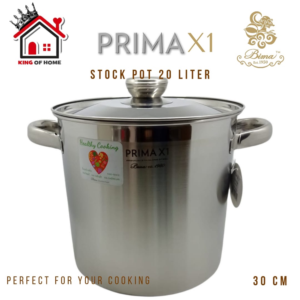 Panci Bima Prima X1 Stockpot 30cm Stainless Steel BP2007330 20L Panci Tinggi Induction