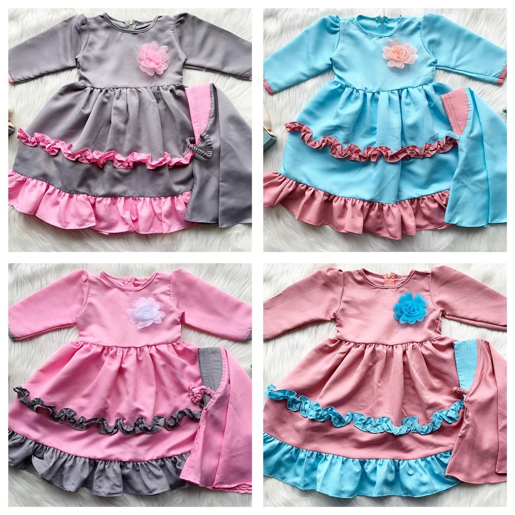 Callia gamis dress bayi 0 12 18 bulan balita anak cewek baby calia baby gamis pesta anak perempuan baju muslim anak dress muslim bayi baby flowy lebar