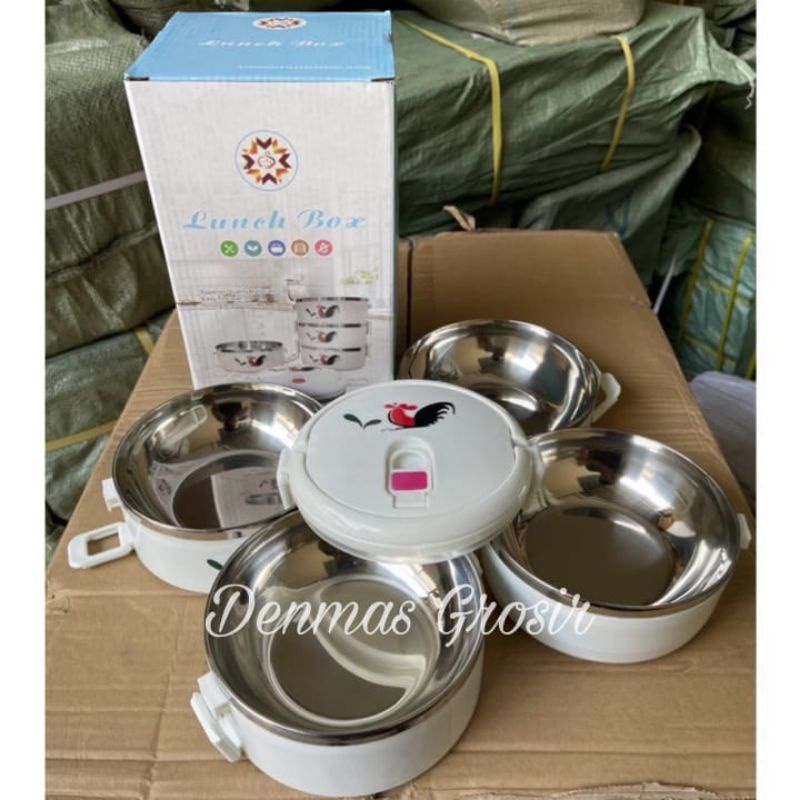 (COD) PROMO Rantang 4 susun Ayam Jago / Rantang stainless / Rantang Bekal