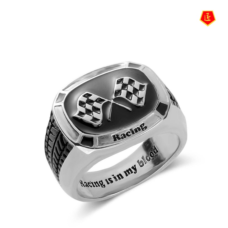 [Ready Stock]Classic Fashion Men's Silver Black Ring