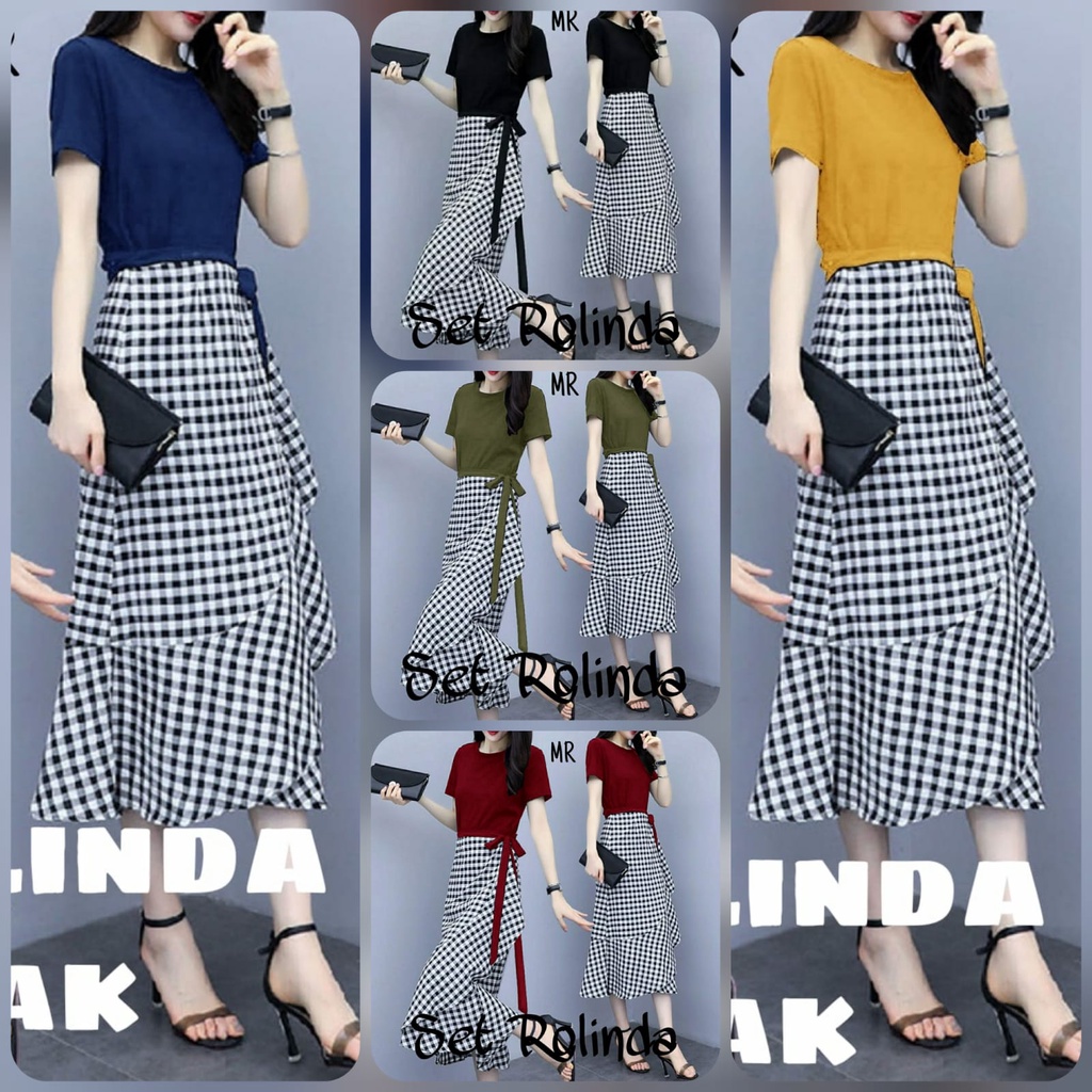 SET ROK ROLINDA KOTAK FASHION PAKAIAN WANITA SETELAN ATASAN DAN ROK MR