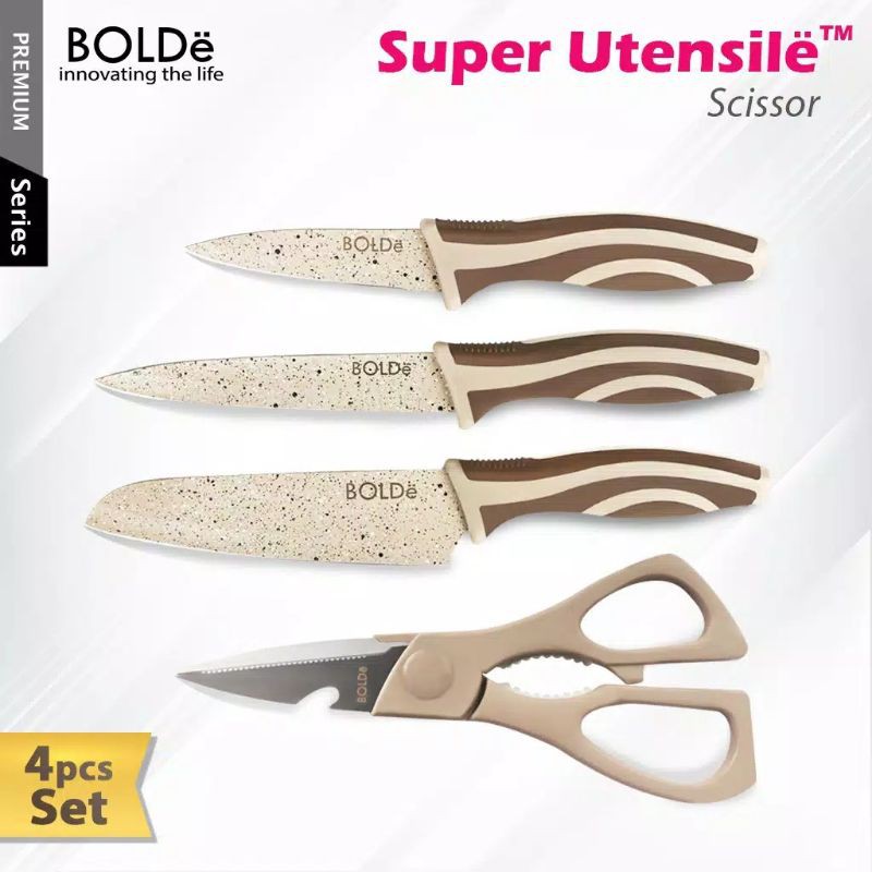 BOLDE Super Utensil Knives Set 4 Pcs / BOLDE Pisau Set / Bolde Pisau Set Beige