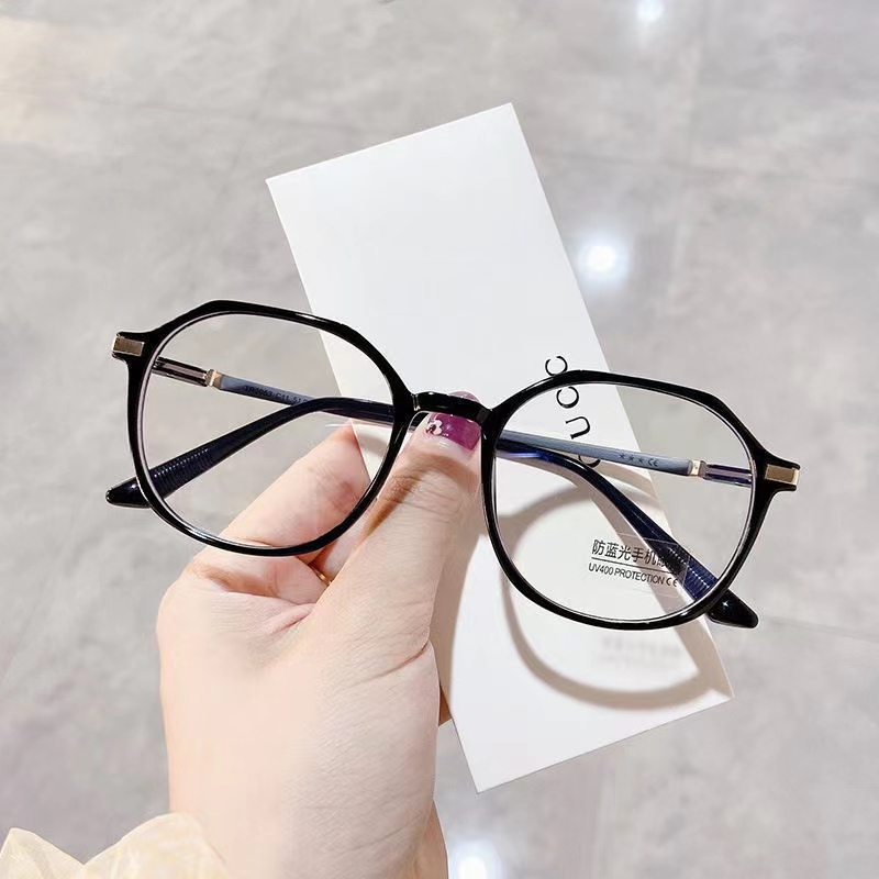 Frame Kacamata Anti Radiasi Wanita Korean Wanita - Kacamata Stylish Lucu Bulat-Ka-57 Hitam
