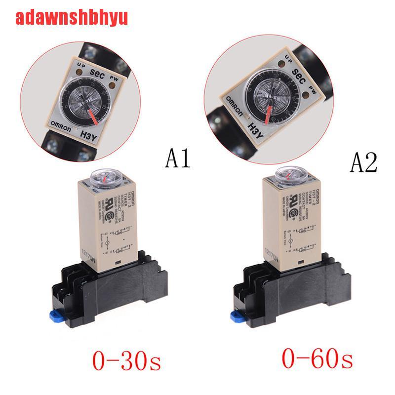 Relay Timer Delay Daya 220v H3Y-2 0-30s / 60s Dpdt &amp; Base