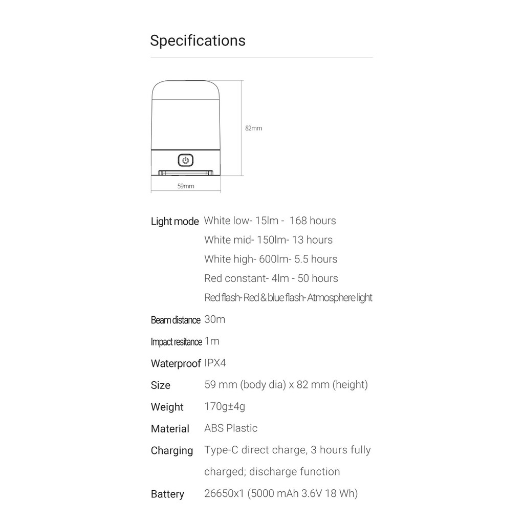 XIAOMI NEXTOOL ZBY20001 - Multifunction Outdoor Light - 600 Lumens - Lampu Outdoor Emergency 600LM